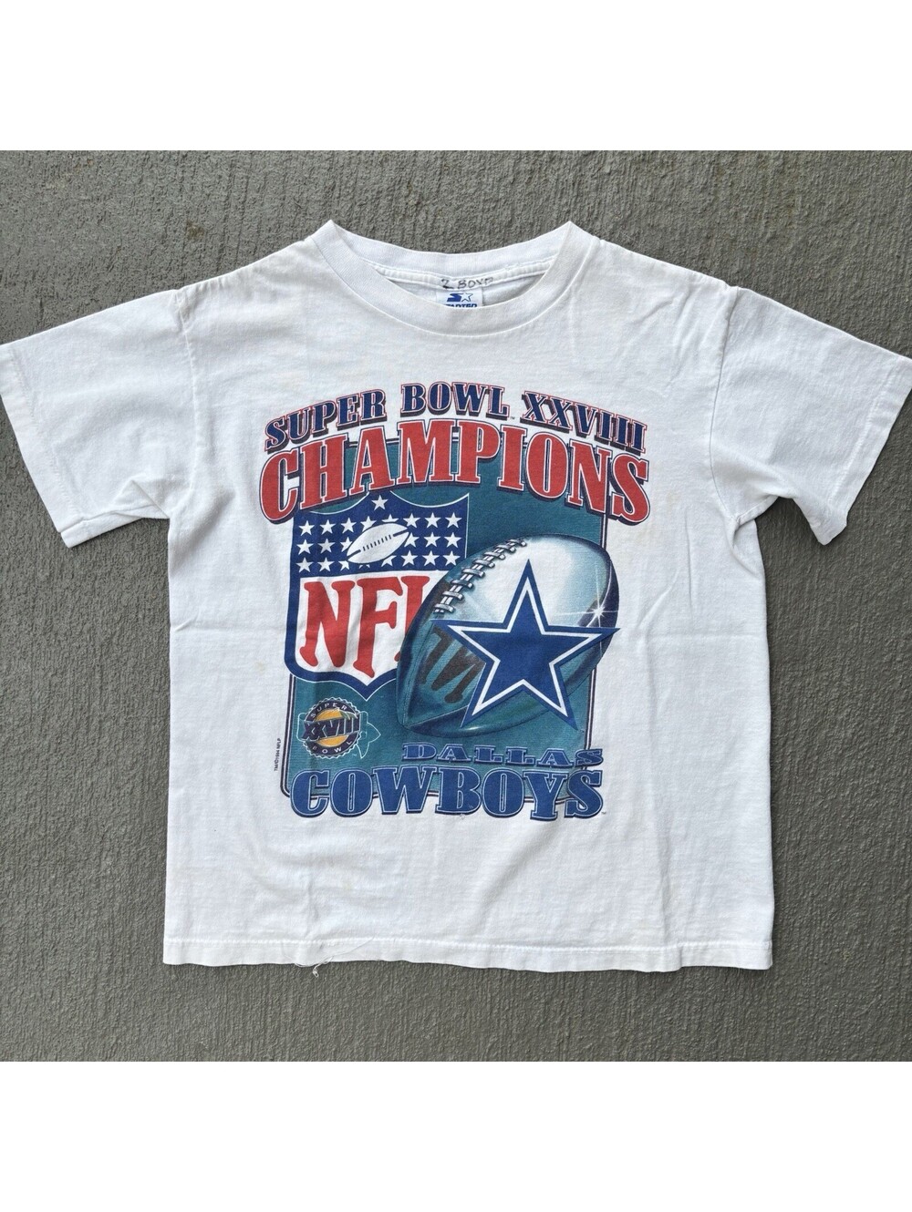 Vintage 1994 Dallas Cowboys Super Bowl XXVIII 28 Starter Shirt YOUTH Medium 12